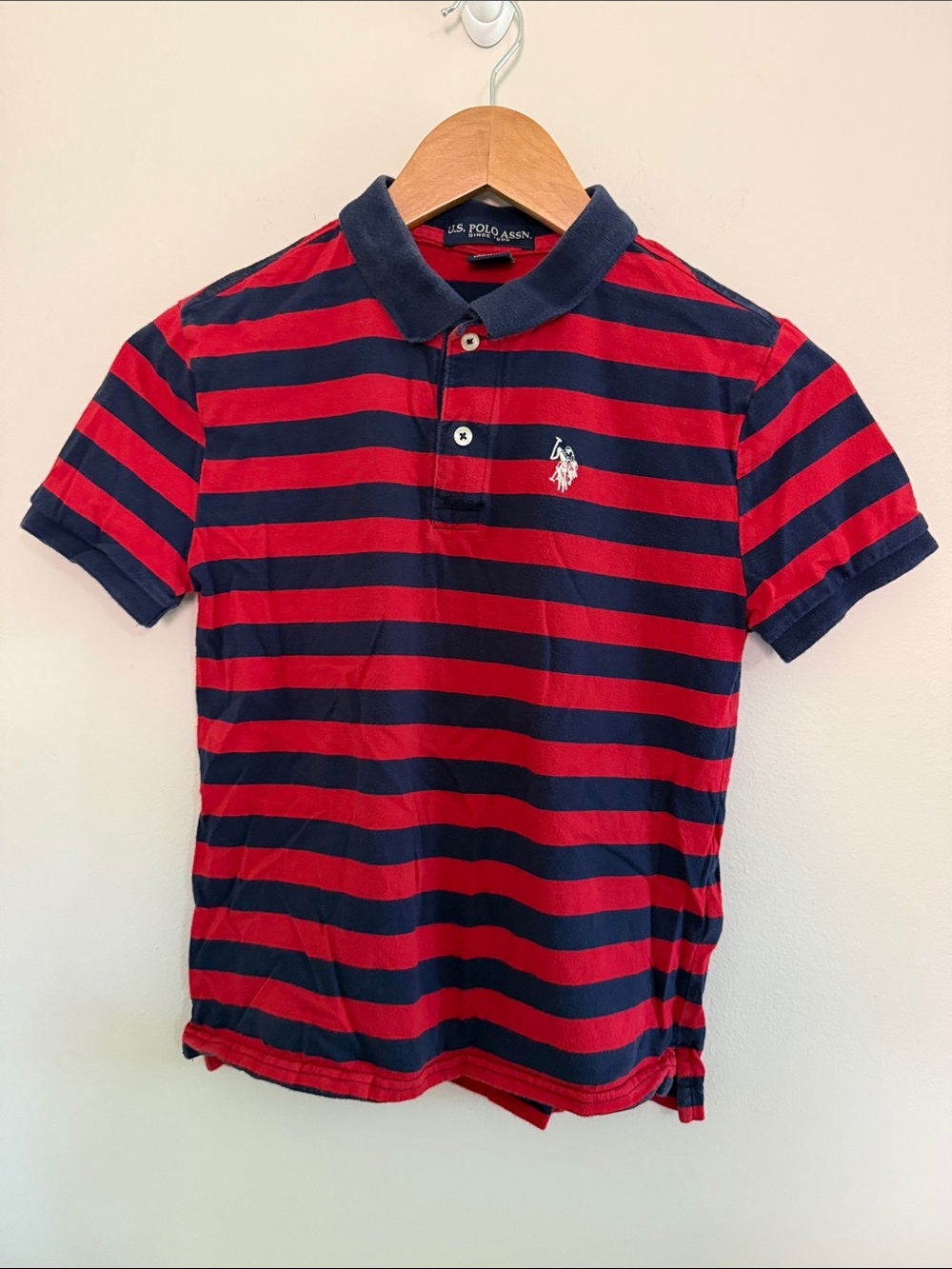 U.S. Polo Assn. Red and Navy Horizontal Stripe Polo